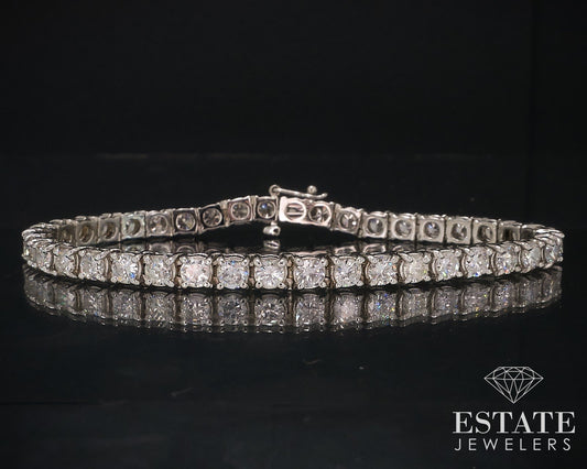 14k White Gold Round Natural 6ctw Diamond Tennis Bracelet 7.5"L 16.7g i17626