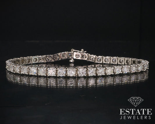 14k White Gold Round Natural 6ctw Diamond Tennis Bracelet 7.5"L 16.7g i17626