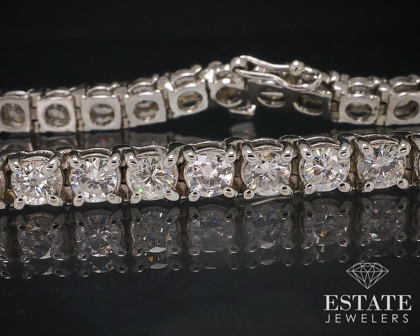 14k White Gold Round Natural 6ctw Diamond Tennis Bracelet 7.5"L 16.7g i17626