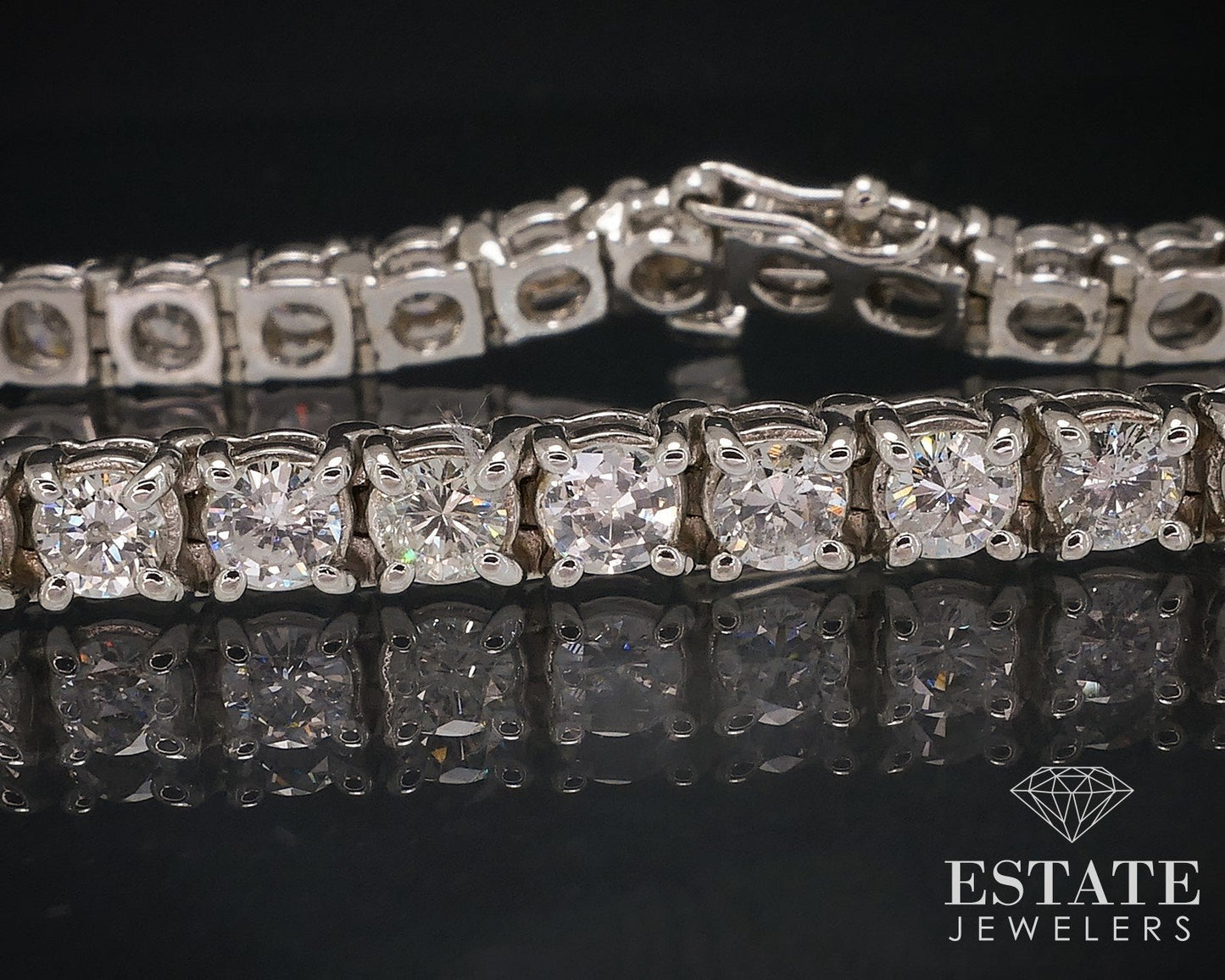 14k White Gold Round Natural 6ctw Diamond Tennis Bracelet 7.5"L 16.7g i17626