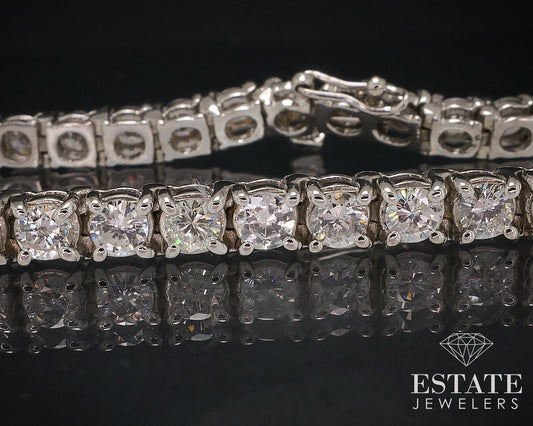 14k White Gold Round Natural 6ctw Diamond Tennis Bracelet 7.5"L 16.7g i17626