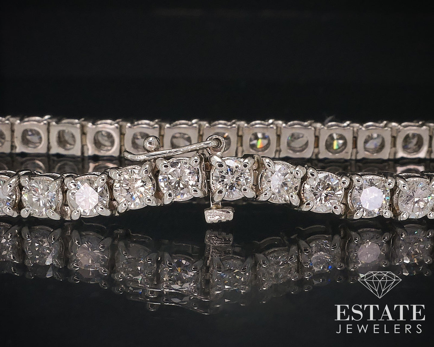14k White Gold Round Natural 6ctw Diamond Tennis Bracelet 7.5"L 16.7g i17626
