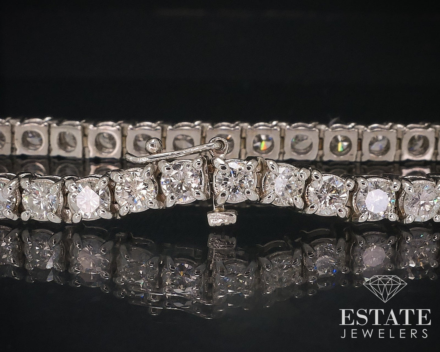 14k White Gold Round Natural 6ctw Diamond Tennis Bracelet 7.5"L 16.7g i17626