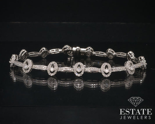 14k White Gold Natural 1.50ctw Diamond Link Tennis Bracelet 10.8g 7"L i17620