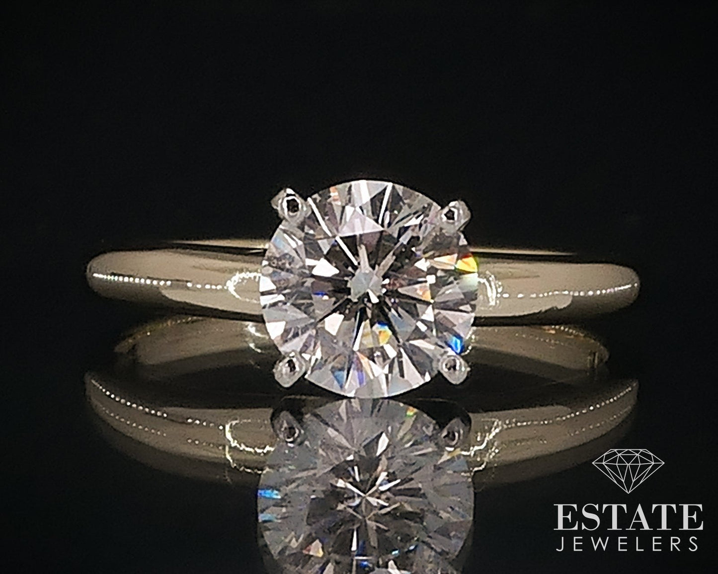 14k Platinum IGI Round LEO Natural .96ct Diamond Solitaire Ring 2.8g i17609