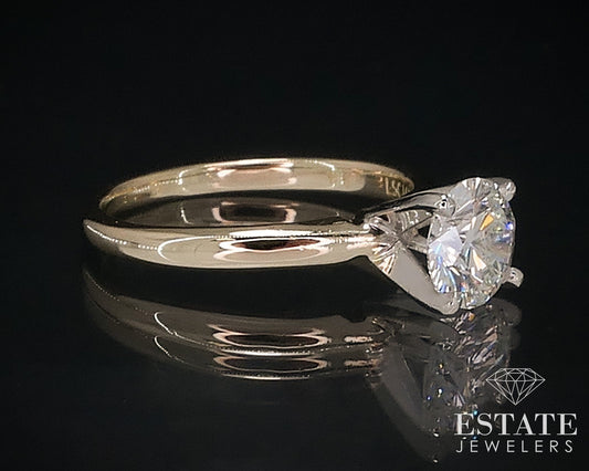 14k Platinum IGI Round LEO Natural .96ct Diamond Solitaire Ring 2.8g i17609
