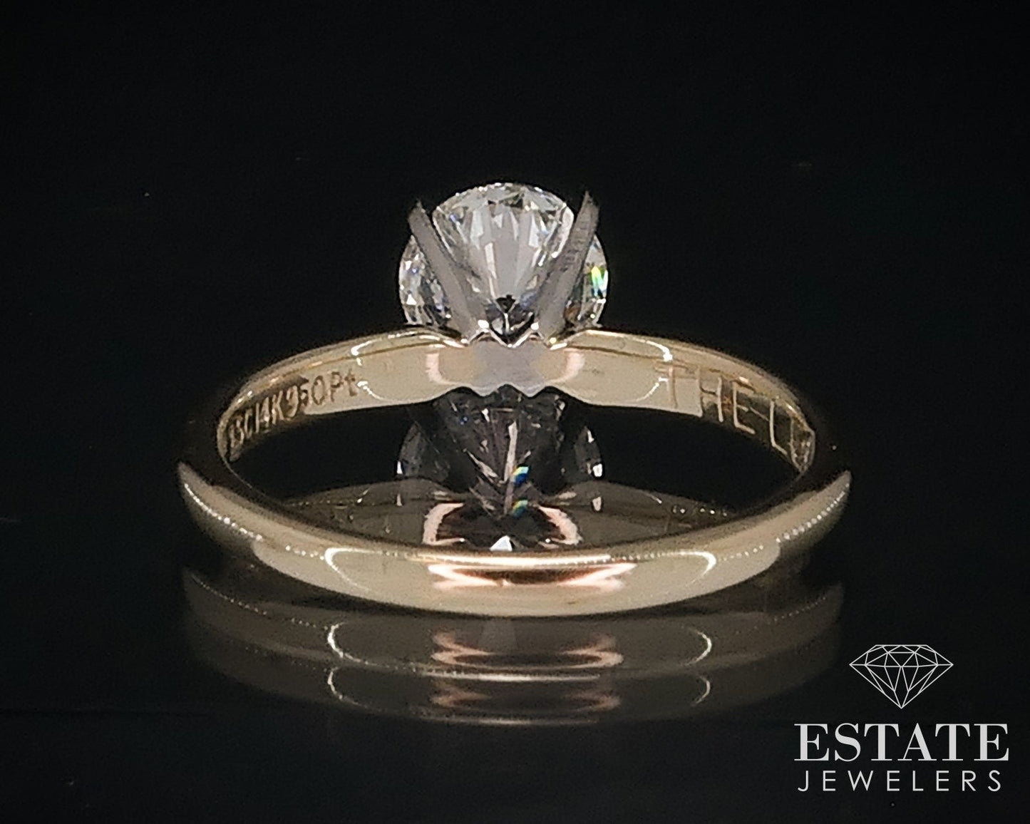 14k Platinum IGI Round LEO Natural .96ct Diamond Solitaire Ring 2.8g i17609