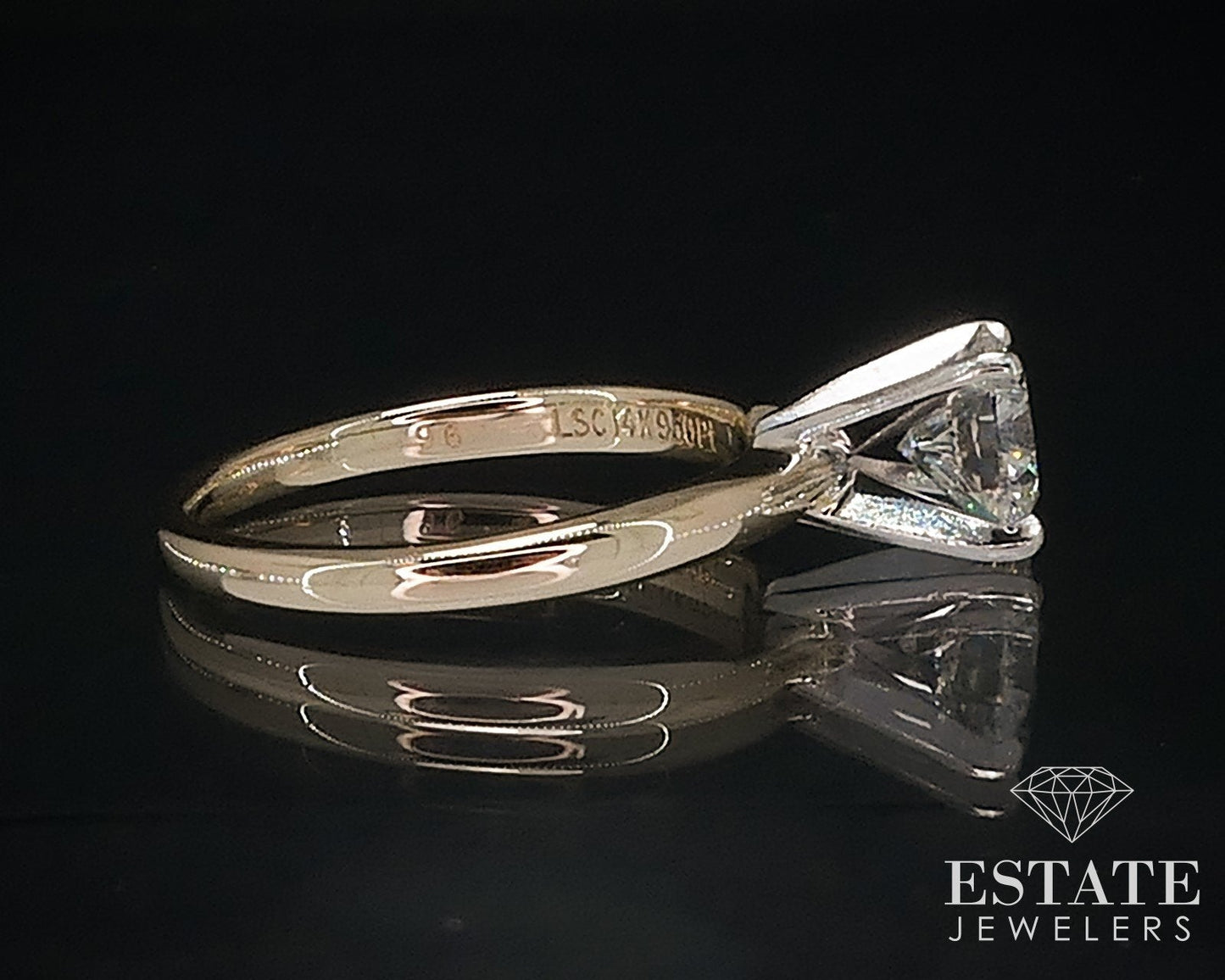 14k Platinum IGI Round LEO Natural .96ct Diamond Solitaire Ring 2.8g i17609