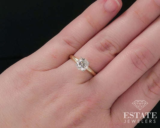 14k Platinum IGI Round LEO Natural .96ct Diamond Solitaire Ring 2.8g i17609