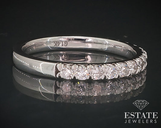 14k White Gold 2.2mm Natural .47ctw Diamond Ladies Wedding Band 2.3g i17650