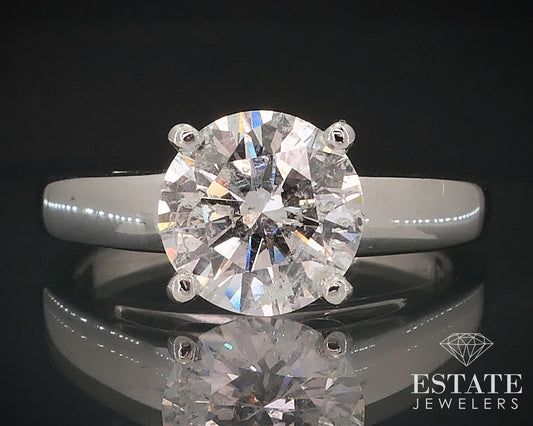 14k Platinum Round Natural 1.50ct Diamond Solitaire Engagement Ring 4.3g i17636