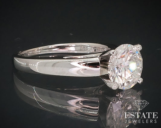 14k Platinum Round Natural 1.50ct Diamond Solitaire Engagement Ring 4.3g i17636