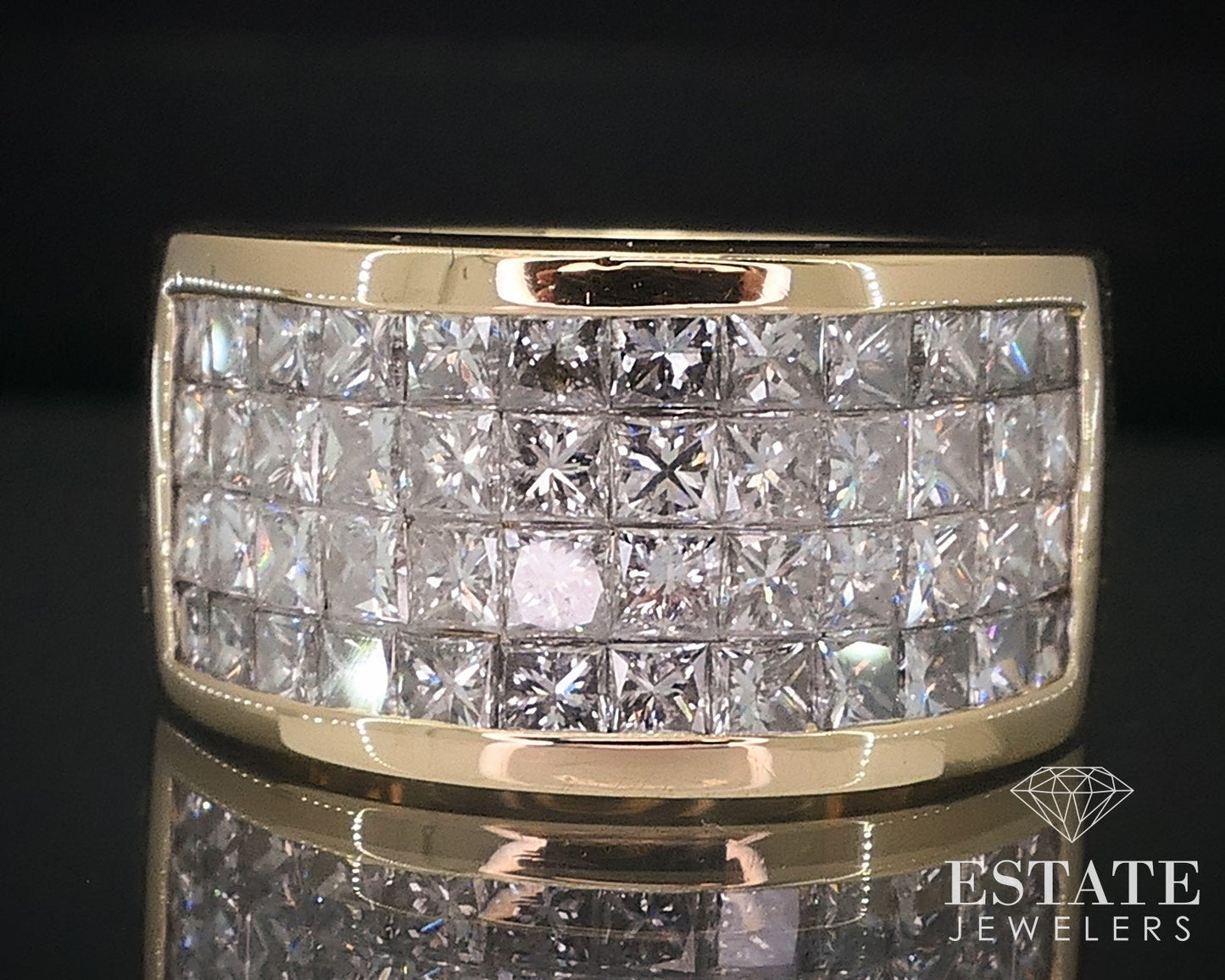 18k Yellow Gold Invisible Set 2.20ctw Natural Diamond Band Ring 13.1g i17676