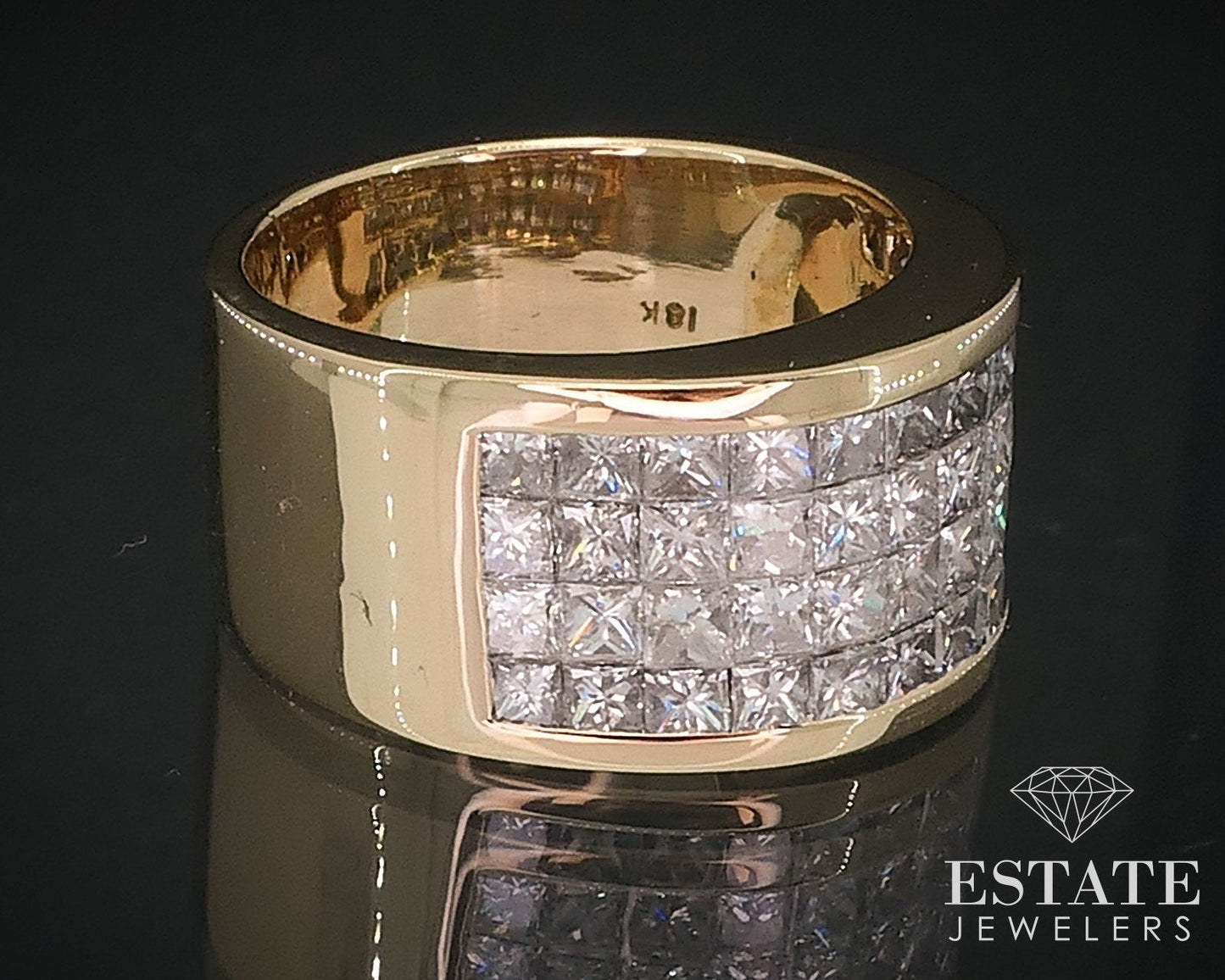 18k Yellow Gold Invisible Set 2.20ctw Natural Diamond Band Ring 13.1g i17676