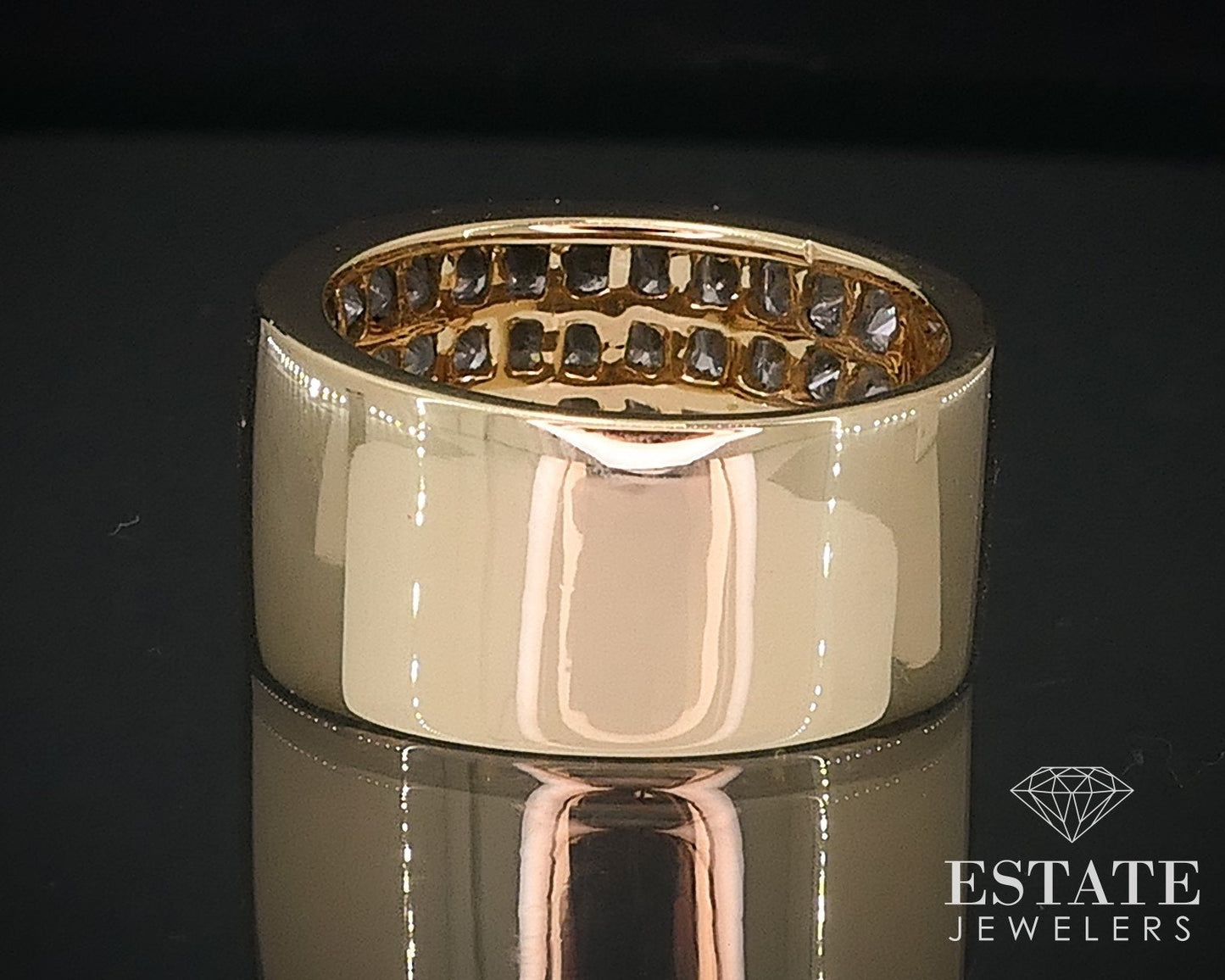 18k Yellow Gold Invisible Set 2.20ctw Natural Diamond Band Ring 13.1g i17676