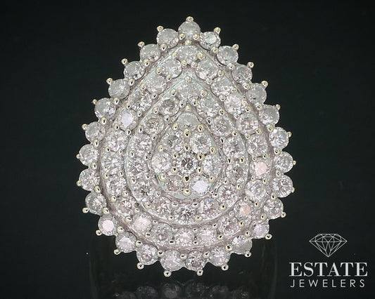 10k Yellow Gold Natural 1.75ctw Diamond Cluster Ladies Cocktail Ring 9g i17713