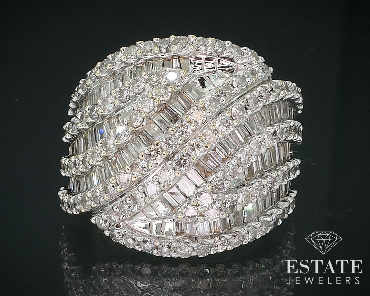 14k Yellow Gold Natural 2.13ctw Diamond Ladies Cocktail Band Ring 16.8g i17707