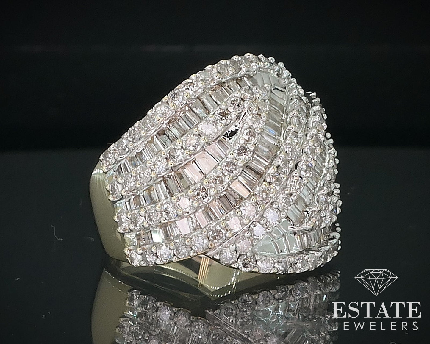 14k Yellow Gold Natural 2.13ctw Diamond Ladies Cocktail Band Ring 16.8g i17707
