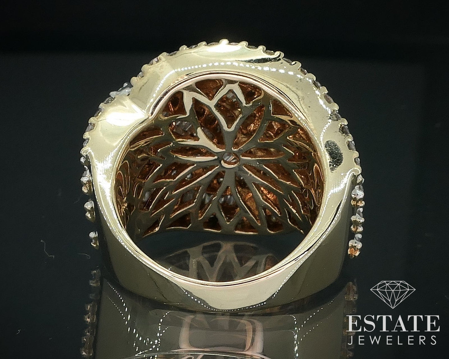 14k Yellow Gold Natural 2.13ctw Diamond Ladies Cocktail Band Ring 16.8g i17707