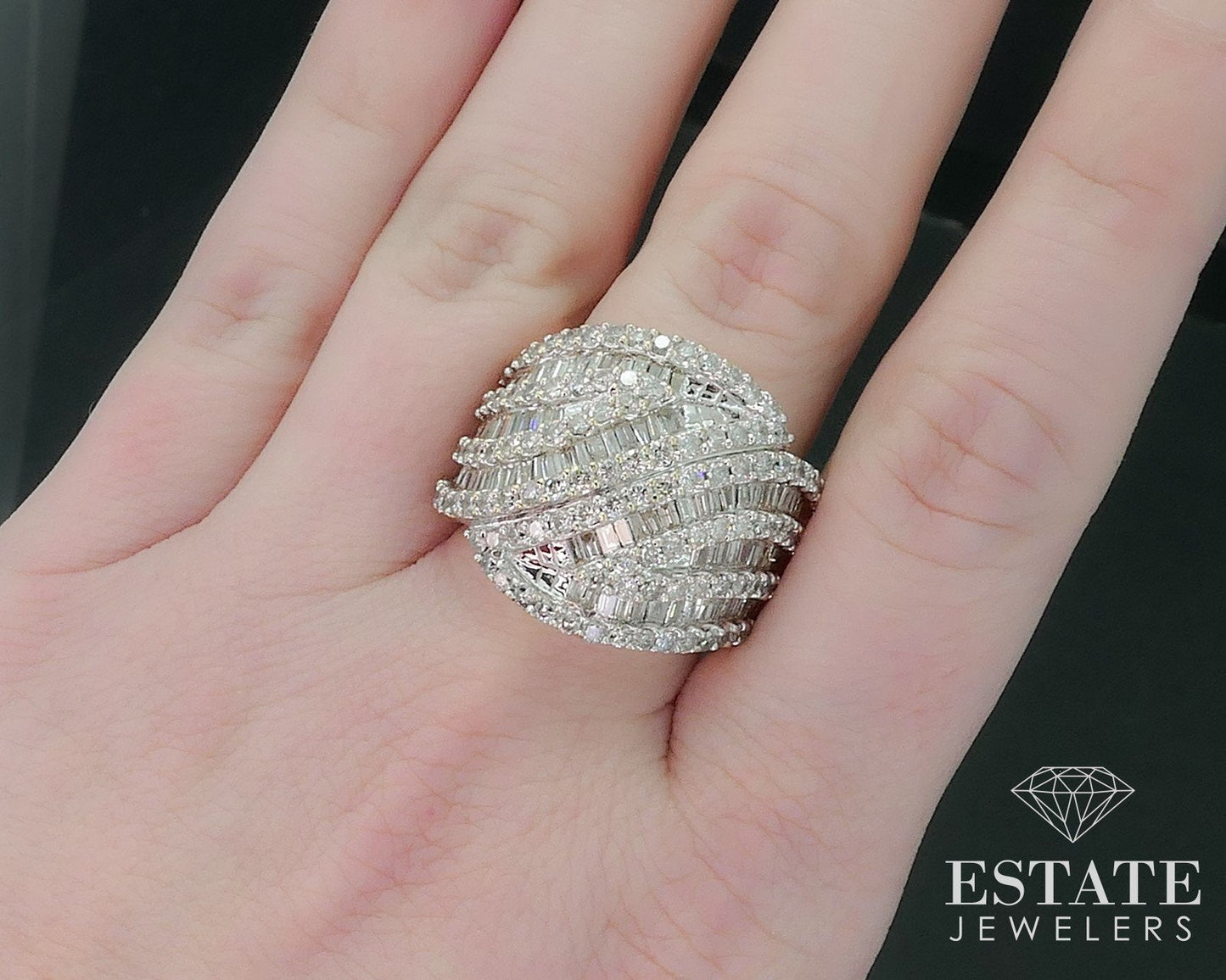14k Yellow Gold Natural 2.13ctw Diamond Ladies Cocktail Band Ring 16.8g i17707
