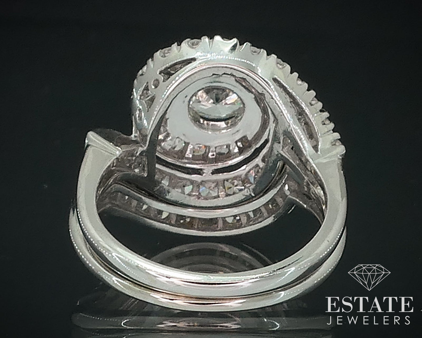 Vintage 14k White Gold Natural 1.74ctw Diamond Spiral Wedding Set 7.1g i17725