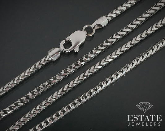 10k White Gold 2mm Wheat Chain Link Necklace 12.2g 24"L i17732b
