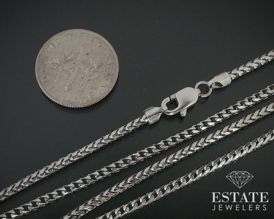 10k White Gold 2mm Wheat Chain Link Necklace 12.2g 24"L i17732b