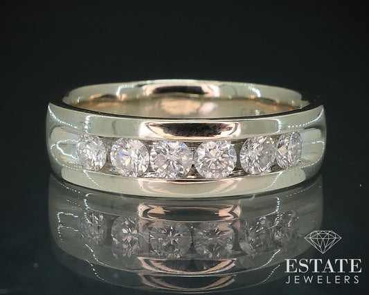 14k White Gold 6mm Natural .50ctw Diamond Mens Band Ring 6.7g i17753
