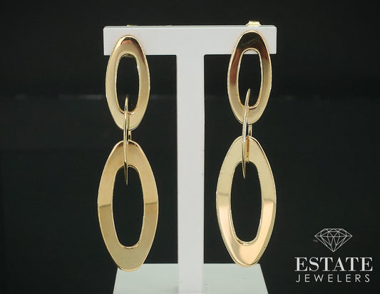 18k Yellow Gold Roberto Coin Chic & Shine Oval Dangle Earrings 5.9g i17773