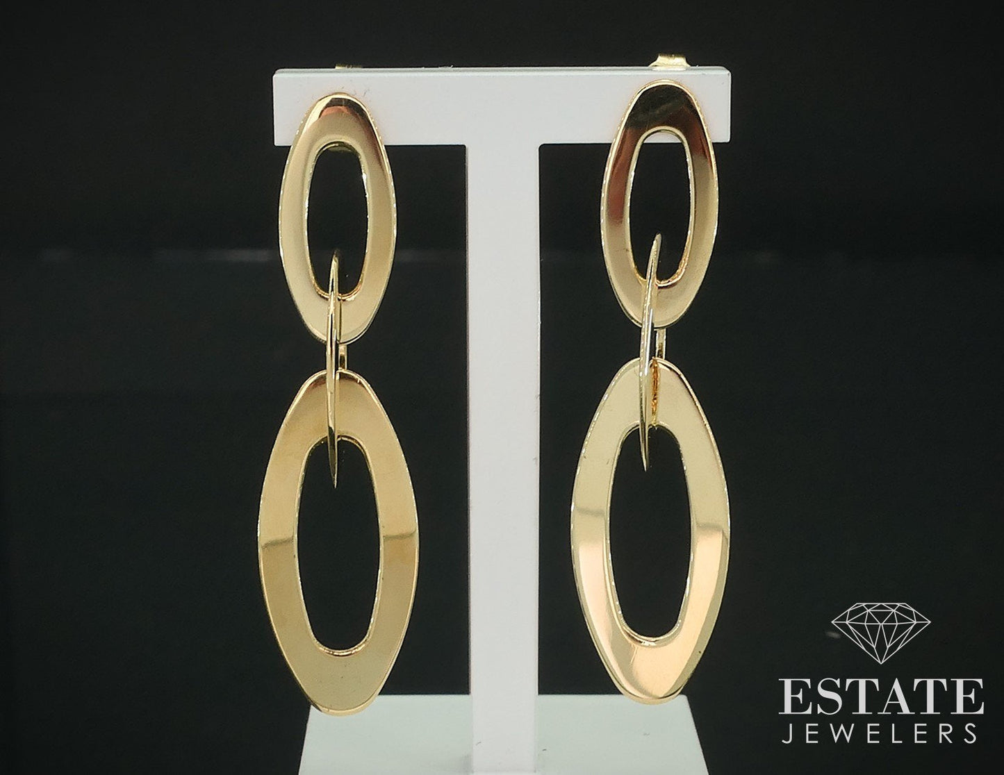 18k Yellow Gold Roberto Coin Chic & Shine Oval Dangle Earrings 5.9g i17773