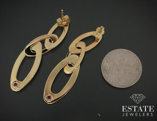 18k Yellow Gold Roberto Coin Chic & Shine Oval Dangle Earrings 5.9g i17773