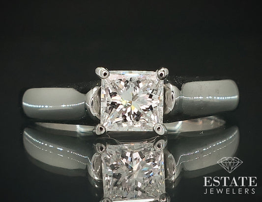 14k White Gold EGL Princess Natural .51ct Diamond Solitaire Ring 3.6g i17791