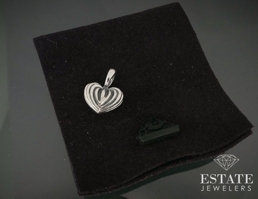 Sterling Silver Lagos Caviar Fluted Puffy Heart Ladies Pendant 9.3g i17790