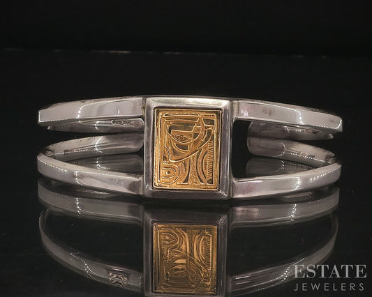 18k & Sterling Anthony Quinn Lady of Crete Cuff Bracelet 42.8g i17924