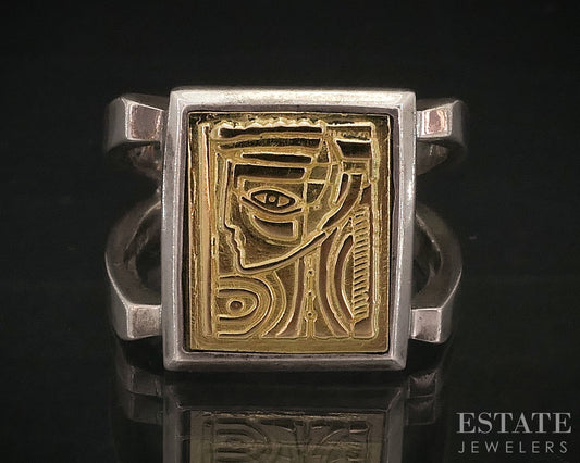 18k & Sterling Anthony Quinn Lady of Crete Ladies Band Ring 9.8g i17922