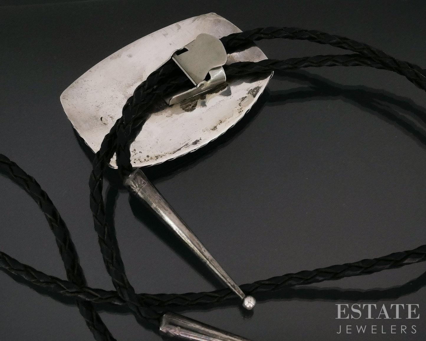 Vintage Sterling Booqua Zuni Natural Multi Gem Inlay Bolo Tie 48g i17918