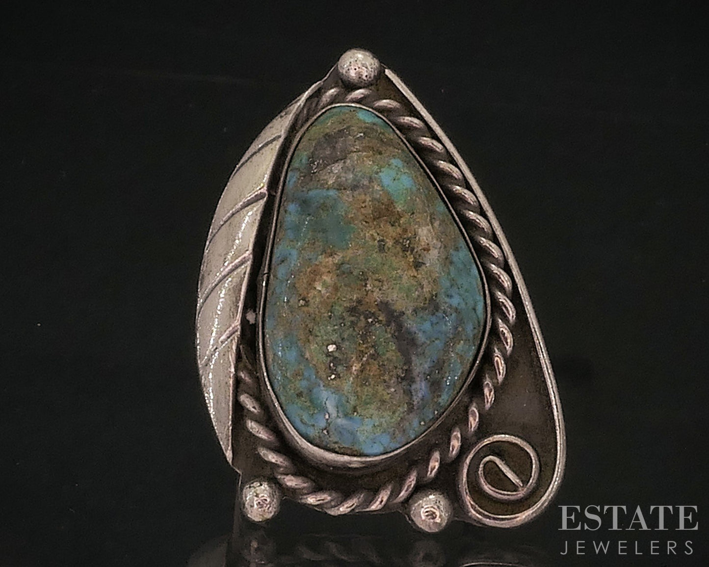 Vintage Sterling Natural Turquoise Navajo Large Ladies Ring 15.7g i17916