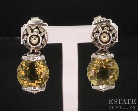 18k & Sterling John Hardy Natural Peridot Dangle Ladies Earrings 6.4g i17912