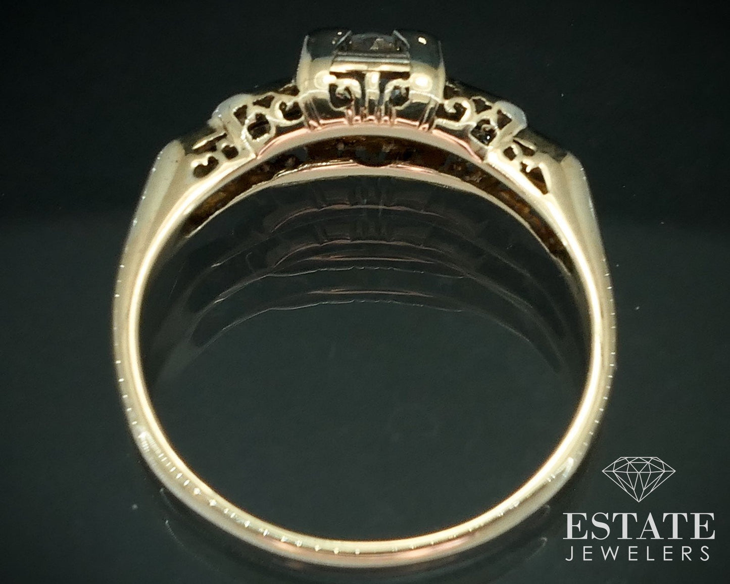 Antique 14k Yellow Gold European Natural .44ctw Diamond Engagement Ring i17895