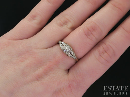 Antique 14k Yellow Gold European Natural .44ctw Diamond Engagement Ring i17895
