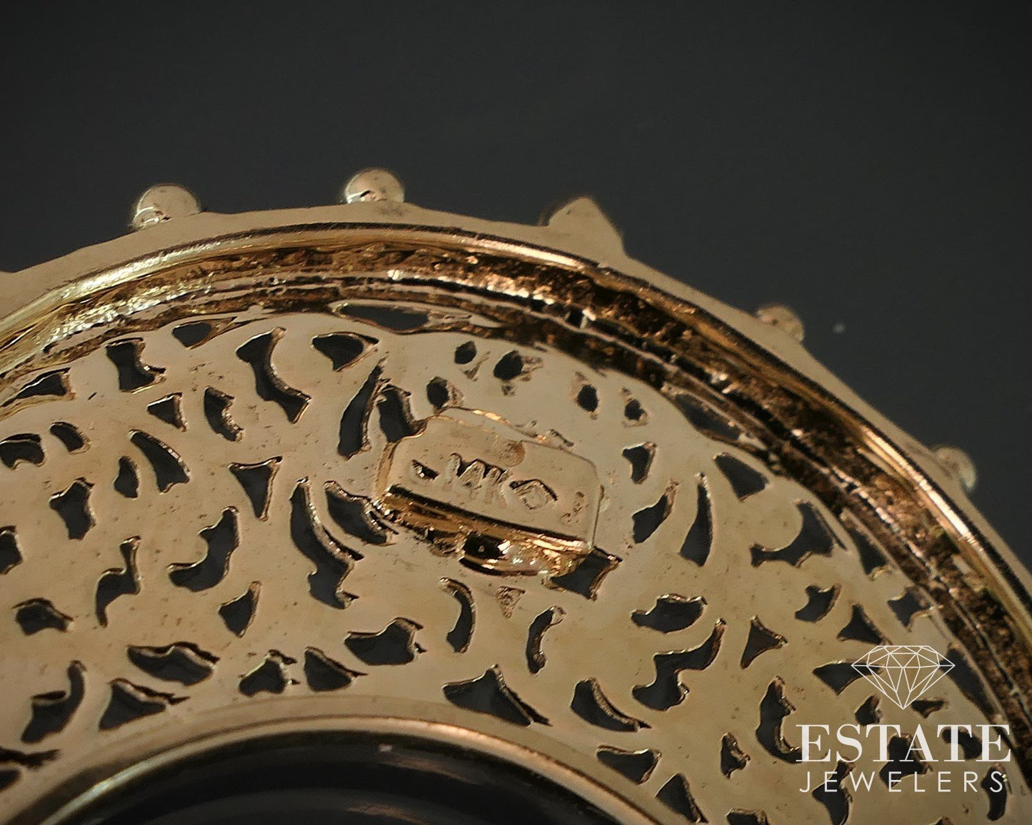 Vintage 14k Yellow Gold Filigree Hoop Dangle Ladies Earrings 9.8g i17896