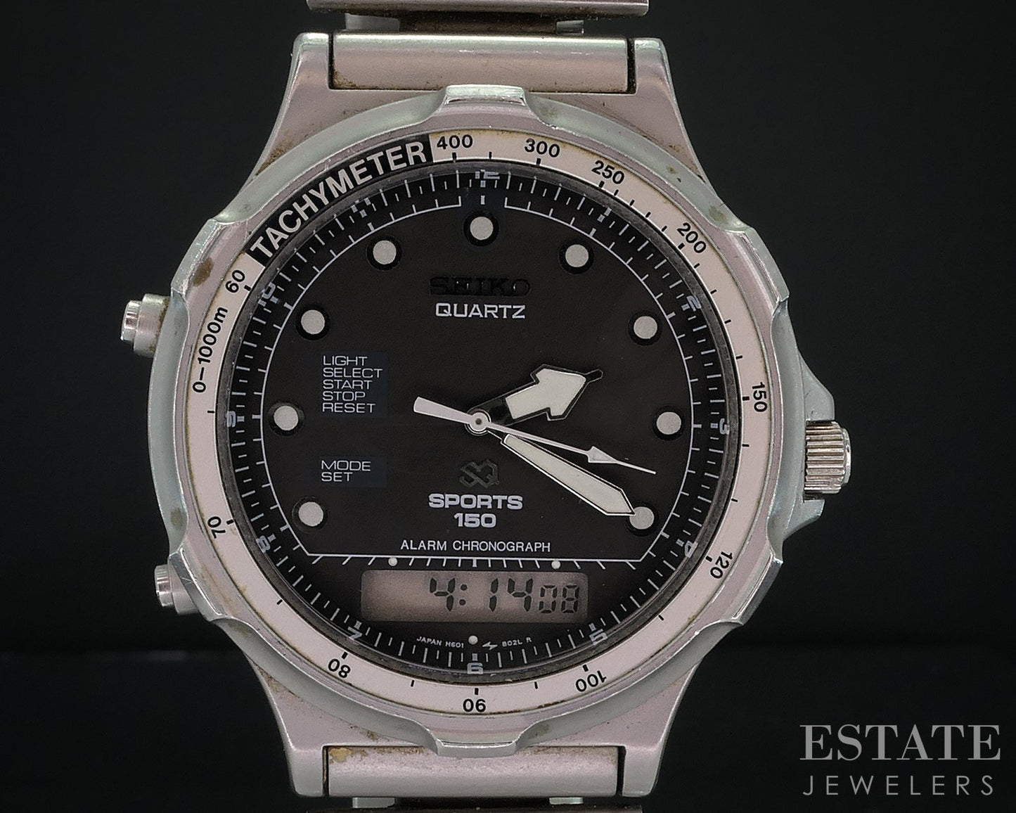 Vintage Seiko Quartz Sports Alarm Chronograph Digital H601-8020 Men Watch i18028