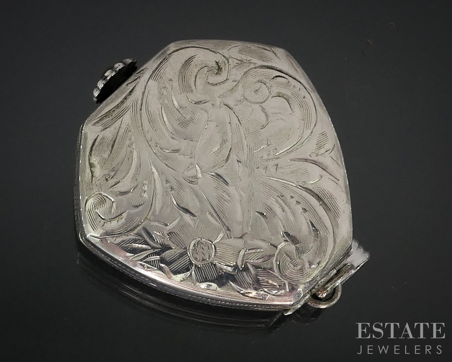 Antique Victorian Sterling Silver Engraved Mauran Watch Pendant 12.4g i18026