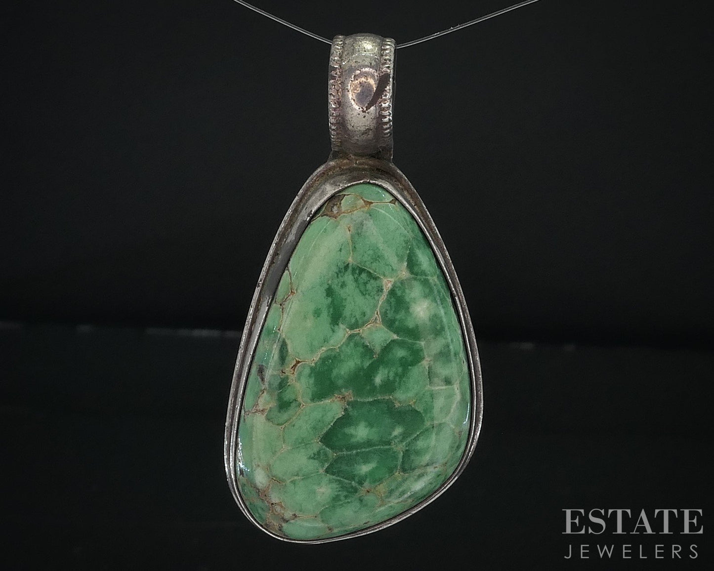 Vintage Sterling Turquoise Navajo David Umpleby Santa Fe Pendant 14g i18023