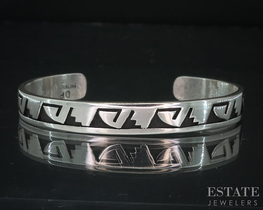Vintage Sterling Navajo Overlay Don Platero Ladies Cuff Bracelet 14g i18022