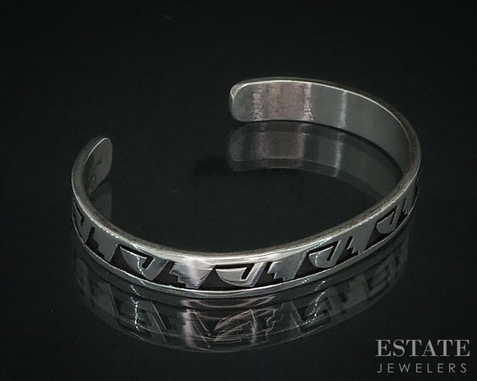 Vintage Sterling Navajo Overlay Don Platero Ladies Cuff Bracelet 14g i18022