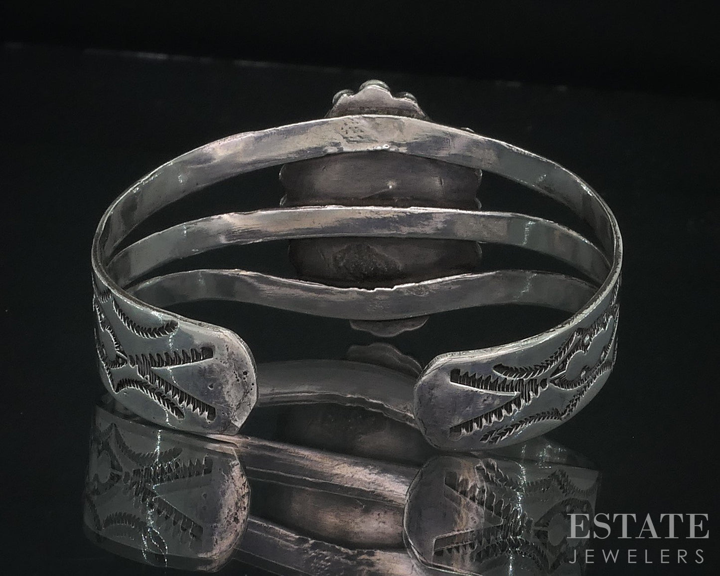 Vintage Sterling Navajo Natural Spiderweb Turquoise Cuff Bracelet 26.7g i18012