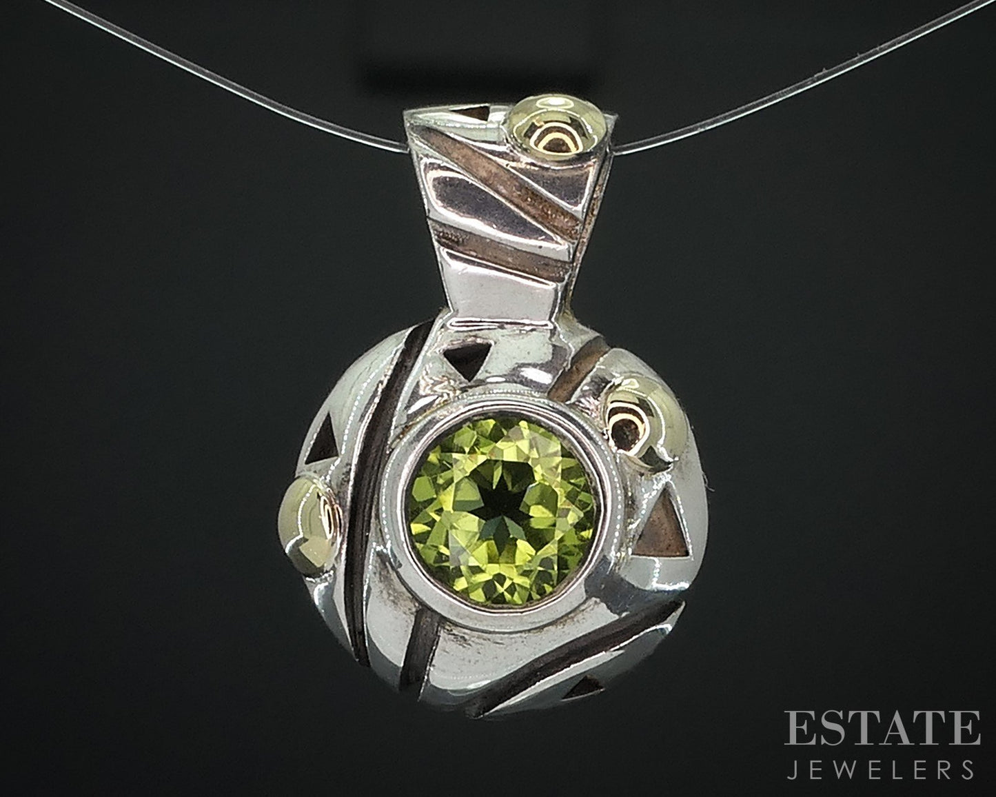 18k & Sterling Natural Peridot James Avery Beaded Pendant 4.1g i18004