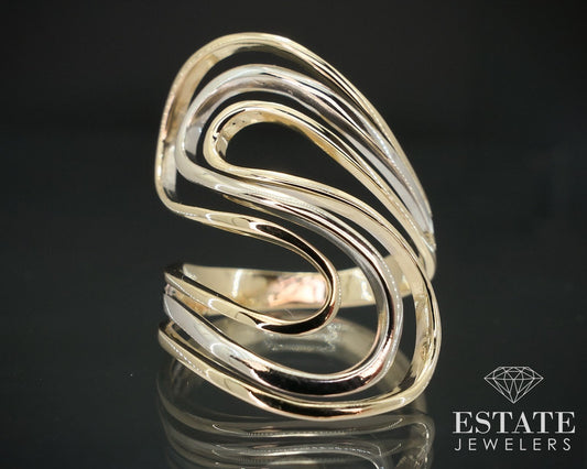 14K Yellow & White Gold Open Bypass Ladies Band Ring 4.6g i17953b