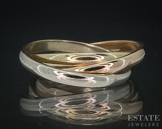 14k Tri Colored Gold 2.4mm Stacked Band Rolling Ring 5.9g i18087b